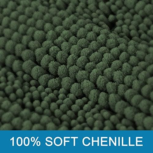 H.VERSAILTEX Bathroom Rugs Bath Rugs for Bathroom Non Slip Bath Mats Extra Thick Chenille Striped Rug 17" x 24" Absorbent Soft Shaggy Washable Dry Fast Bath Mats for Bath Room Floor - Bronze Green - Image 3