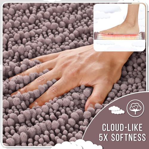 Yimobra Bathroom Rugs Non Slip Washable 32x20 Inch - Ultra Soft Absorbent Chenille Bath Mat, Quick Dry Shaggy Floor Carpet for Tub Shower, Mauve Home Decor Accessories - Image 4