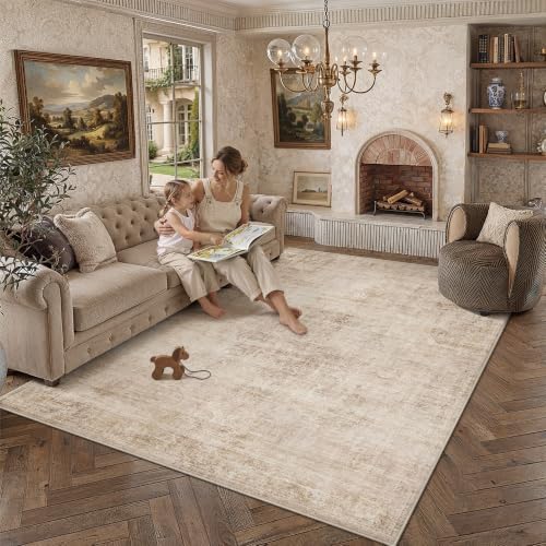 8x10 Beige Vintage Area Rug - Image 2