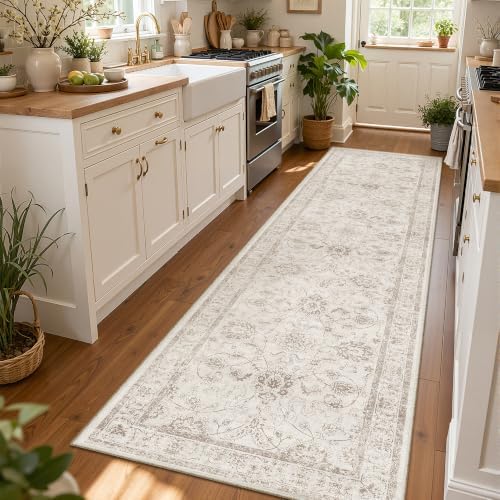 Madane Runner Rug 3x12 for Hallway, Kitchen Non-Slip Runner Rug Brown/Ivory - Image 2