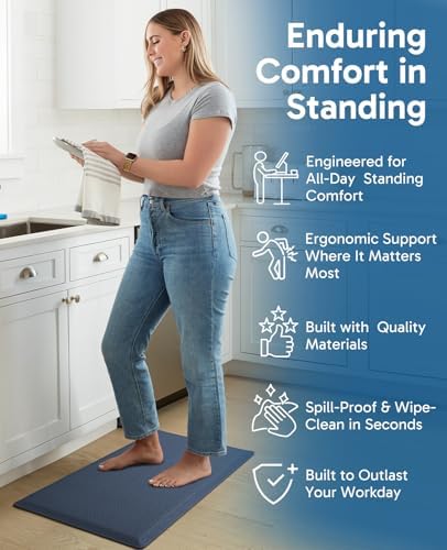 Ophanie Kitchen Mats for Floor, 1/2 inch Thick, 20x32 Anti Fatigue Cushioned Mat,Kitchen Rugs,Waterproof,Comfort Ergonomic Standing Mat for Office,Home,Sink with 99+ Pairs of Anti-Slip Bottom Ridges - Image 3