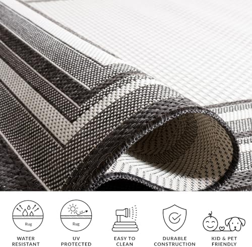 SAFAVIEH Washable Rug Outdoor Courtyard Collection - 6' x 8', Ivory & Black, Non-Shedding & Easy Cleaning, Ideal for Patio, Entryway, Mudroom, Hallway, Kitchen (CY8475-53712) - Image 7