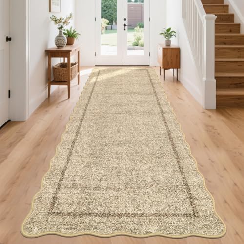 GarveeHome Scalloped Washable 2x8 Runner Modern Non Slip Kitchen Rugs by GarveeHome