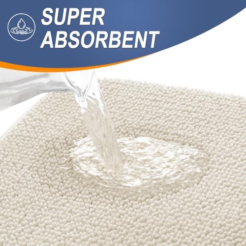 OLANLY Memory Foam Bathroom Runner Rugs 70x24, Absorbent Long Mat, Ivory - Image 3