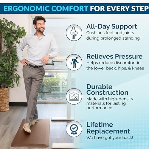 ComfiLife Anti Fatigue Floor Mat – 3/4 Inch Thick Kitchen Mats for Floor, Standing Desk Mat, Kitchen Rug – Comfort at Home, Office – Durable – Stain Resistant – Non-Slip Bottom (24" x 70", Beige) - Image 3