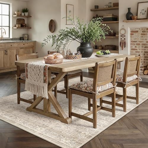 Schweek 5x7 Washable Area Rug Vintage Neutral Beige Rugs for Living Room - Image 3