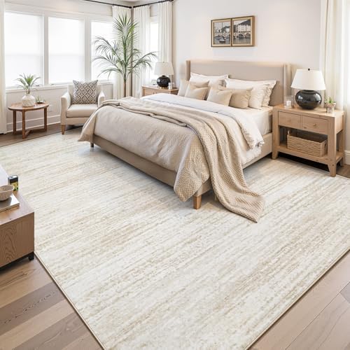 Area Rug 9x12 Living Room Rugs: Washable Modern Rug Large Non-Slip Soft Rugs Stain Resistant Printed Rug Indoor Carpet for Bedroom Kitchen Dining Room Nursery Playroom Home(Beige, 9'x12') - Image 2