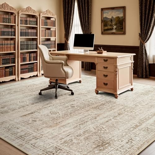 9x12 Area Rug for Living Room, Non-Slip Washable Beige Large Carpet - Image 4