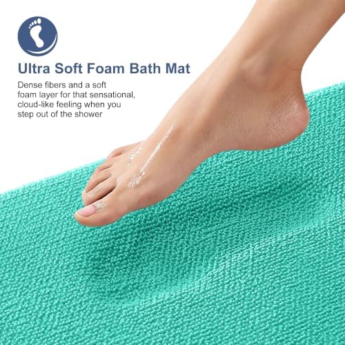 OLANLY Thick Memory Foam Bathroom Rugs 36x24, Soft Absorbent Bath Mat, Teal - Image 2