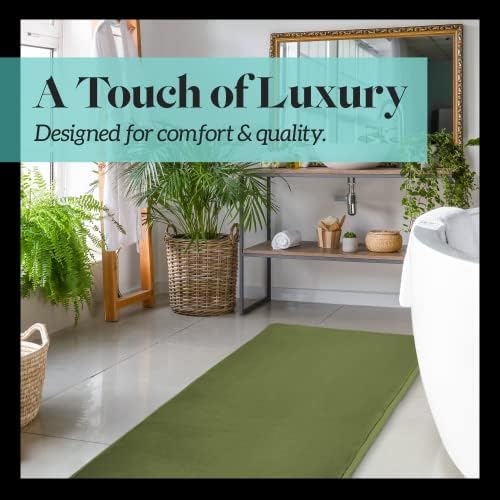 Memory Foam Bath Mat Non Slip Absorbent Super Cozy Velvet Bathroom Rug Carpet (22 inches X 42 inches, Green) - Image 5