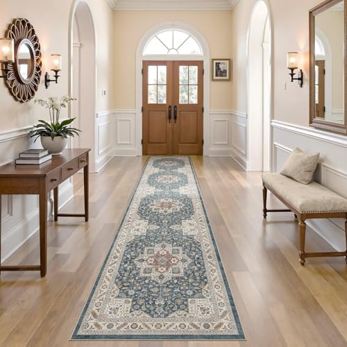 cotiled 2x10 Hallway Runner Rug for Entryway, Non-Slip Vintage, Vintageblue by COTILED