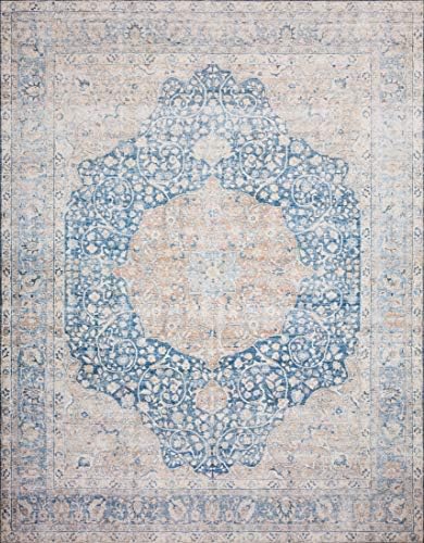 Loloi Layla Blue/Tangerine 5'-0" x 7'-6" Area Rug - Image 3