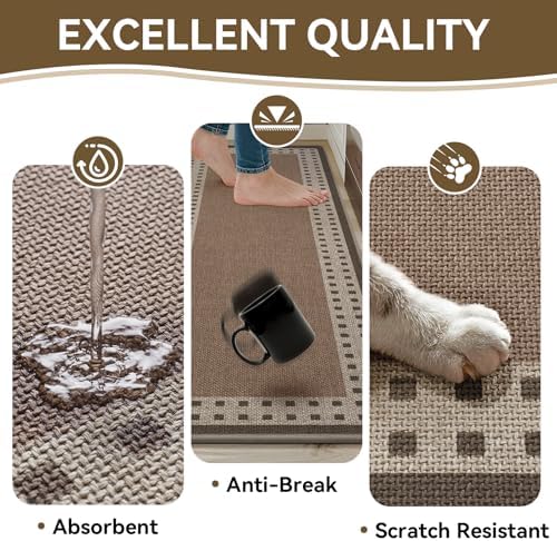 Kitchen Mats for Floor, Non Slip Kitchen Rugs, 17x30 Brown - Image 5