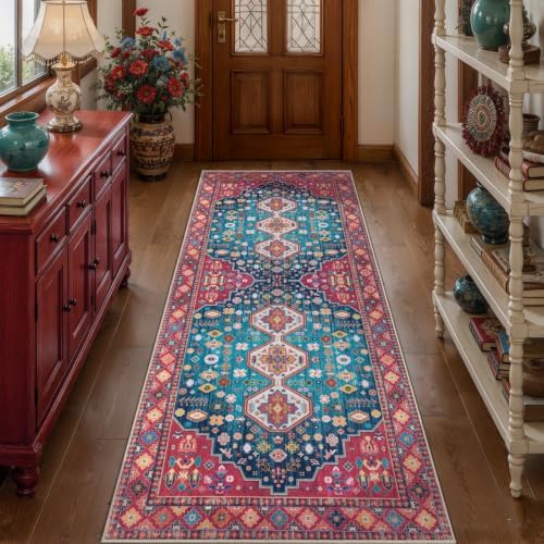 Colorful 2x6 Washable Runner Rugs for Hallways,Oriental Non Slip Rug Runner by Tangsoo