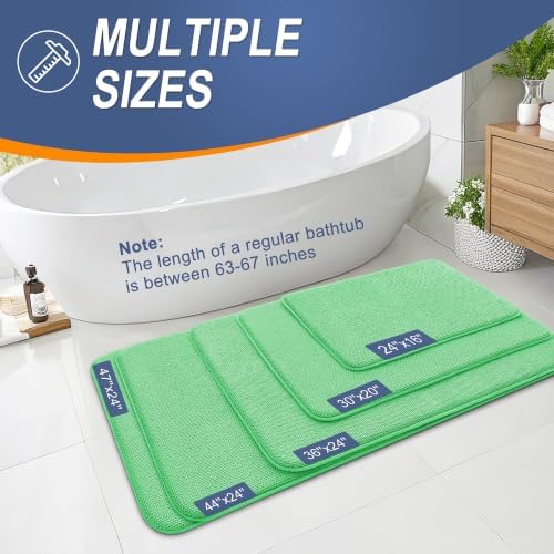 OLANLY Memory Foam Small Bathroom Rug 24x16, Absorbent Bath Mat, Mint Green - Image 5