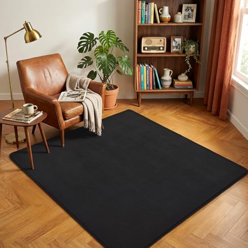 Amearea 4x4 Square Area Rugs for Bedroom Living Room, Black Memory Foam Rug by AmeareaDirect