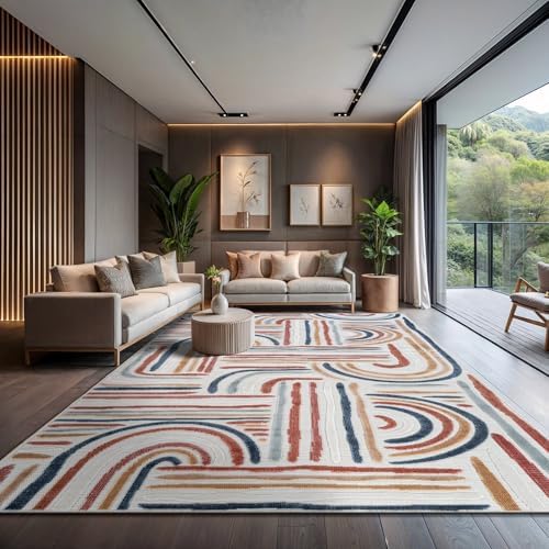 CAMILSON Indoor Outdoor Rug, Multicolor 9x12 Geometric Arch Striped Large Area Rugs for Patio and Home Areas, Easy-Cleaning Non-Shedding Living Room, Garden and Deck Washable Outside Carpet (9 x 12) - Image 7