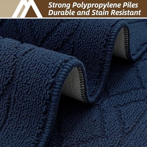 COSY HOMEER 48x20Inch/30X20Inch Kitchen Rugs Sets of 2,Navy Blue - Image 2