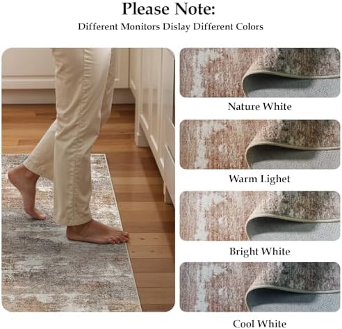 2x8 Runner Rug Washable Abstract: Non Slip Kitchen Floor Mat Brown/Brick - Image 7