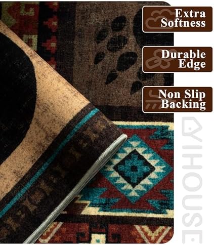 YIHOUSE 8x10 Rustic Cabin Area Rugs for Living Room, Brown - Image 5