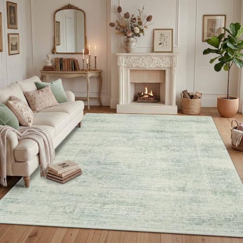 8x10 Area Rugs for Living Room Washeble Large Green Rugs Non Slip by LatteFog