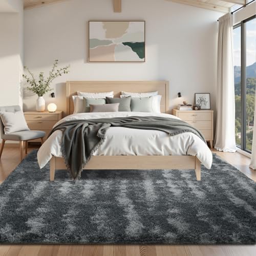 Area Rugs for Living Room 8x10 Feet, Soft Fluffy Shagg Plush Bedroom Rug Non-Slip,Large Carpet for Nursery Kids Dorm Home Decor Rippling Grey - Image 3