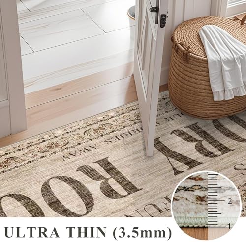 RUUGME Laundry Room Rug Runner 2x5 - Farmhouse Non Slip Carpet for Mudroom Washroom Easy to Clean Washable Stain Resistant Carpets for Bathroom Durable Low Pile Decor Floor Mat 2x5 Natural Wood Brown - Image 6