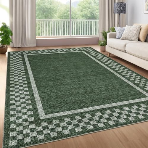 GarveeHome Washable Area Rugs 10x13 Christmas Checkered Living Room Rug - Image 2