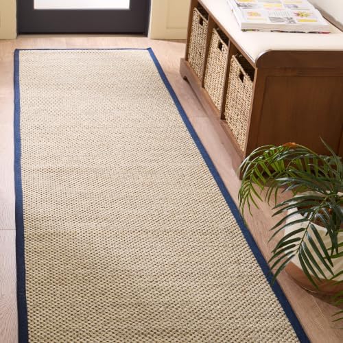 SAFAVIEH Natural Fiber Runner Rug 2'6"x8', Sisal Textured Navy NF143N by Unknown