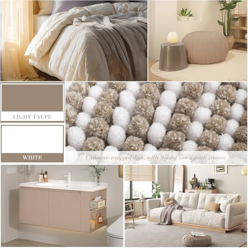 BSICPRO Bathroom Rugs Sets 2 Piece, Non Slip Boho Bath Mats, Light Taupe - Image 3