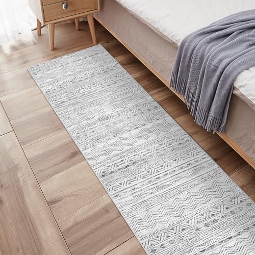 2'6x14 Runner Rug Washable Moroccan: Non Slip Hallway Long Floor Mat Gray - Image 4