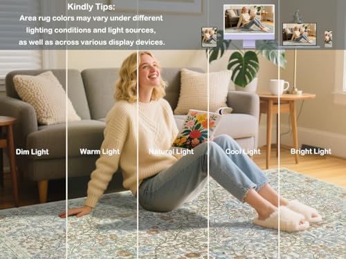 Washable 2'6" x 8' Runners for Hallways, Non Slip Long Floor Runner for Kitchen, Entryway Indoor, Stain Resistant Rubber Backing Floral Décor Rug (Beige Blue) - Image 4