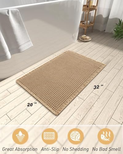 Upgraded Waffle Bath Mat Ultra Absorbent Non Slip Bathroom Mat, 20" x 32" - Image 2