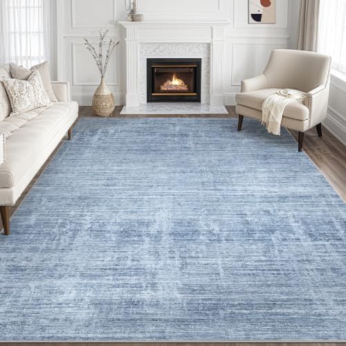 Tortania Area Rug Living Room Rugs - 8x10 Washable Large Soft Neutral Boho Moroccan Bohemian Farmhouse Rug Indoor Floor Carpet for Bedroom Under Dining Table Home Office Decor - Slate Blue by Tortania