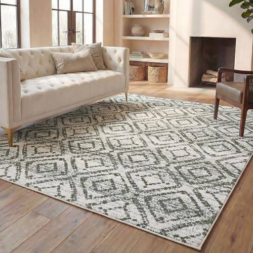 SAFAVIEH Area Rug 8x10 - Adirondack Collection - Large - Ivory & Dark Green, Geometric Trellis Pattern, Non-Shedding & Easy Cleaning, Ideal for Living Room, Bedroom, Office, Dining Space (ADR131W) by Unknown