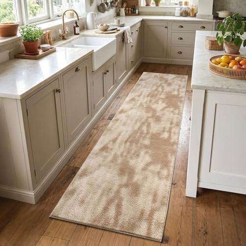 2x6 Tie-dye Beige Runner Rug Washable Non-Slip for Kitchen Hallway Bathroom by Unknown