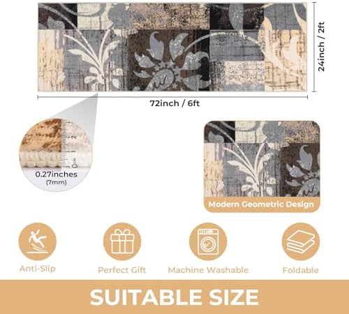 Yamaziot 2x6 Washable Modern Abstract Runner Rug Non-Slip for Hallways - Image 2