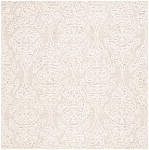 SAFAVIEH Blossom Collection Area Rug - 6' Square, Beige & Ivory, Handmade Wool, Ideal for High Traffic Areas in Living Room, Bedroom (BLM112B) by Unknown