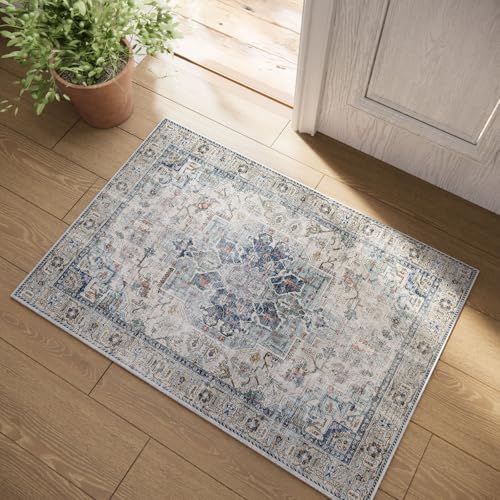 Machine Washable Throw Rugs for Entryway: Door Mat Indoor Entrance 2x3 Small Rug Stain Resistant Non-Slip Low Pile Soft Carpet for Kitchen Front Door Indoor Entry Bathroom Bedroom by palohom
