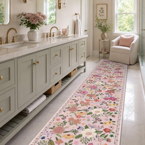 Hallway Runner Rug 2x10 Non Slip Washable Pink Rugs for Kitchen - Image 5