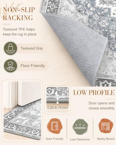 OLANLY 5x7 Washable Area Rugs, Soft Non Slip Carpet for Bedroom Living Room - Image 7
