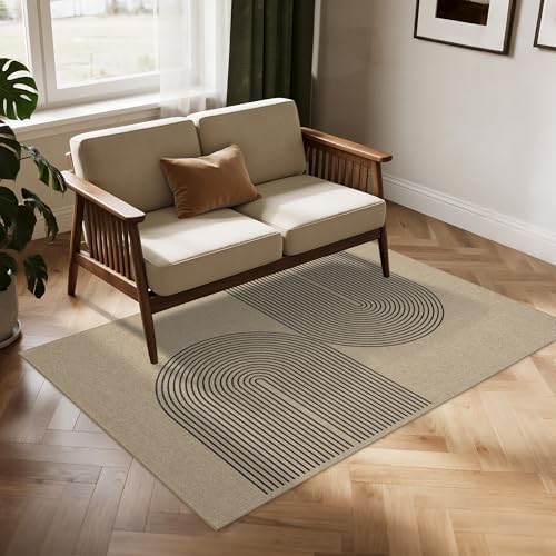 Easy Jute Rug for Pet Homes: 4x6 Outdoor Rug - Black Stripes - Image 4