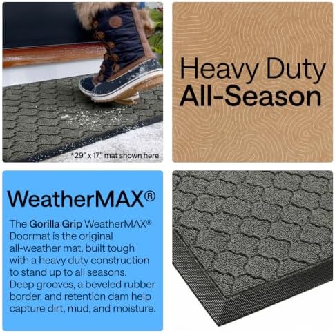 GORILLA GRIP WeatherMAX Door Mat, Indoor Outdoor, 35x23, Gray Quatrefoil - Image 3