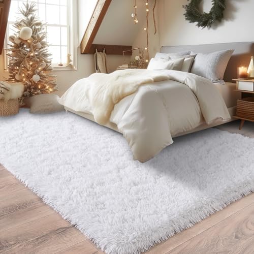 9x12 Fluffy White Rug for Bedroom Living Room Washable Non-Slip - Image 4