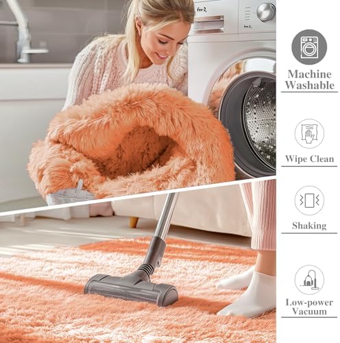 OLANLY 2x5 Machine Washable Runner Rugs for Hallway, Soft Fluffy Shaggy Bedside Rugs for Bedroom, Living Room, Indoor Floor Carpet for Kids Girls and Boys, Home Decor Aesthetic, Muted Orange - Image 2