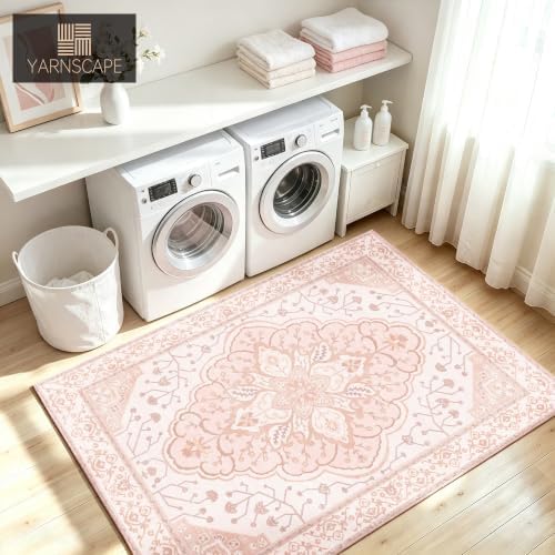 YARNSCAPE 4' x 6' Machine Washable Area Rug, Non-Slip Low-Pile Carpet - Image 4