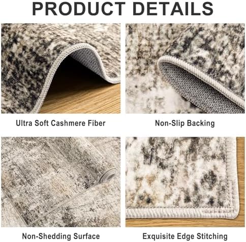 PLHXFR 6x9 Area Rug Living Room: Abstract Washable Carpet Brown Black - Image 5
