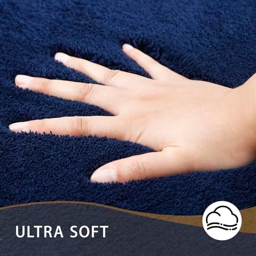 MINIDEAR Bathroom Rugs 36x24 Navy Blue - Thick Memory Foam Bath Mat, Ultra Soft & Plush Fluffy, Non-Slip, Quick Dry, Absorbent Washable Floor Microfiber Mat for, Tub, Home Decor Accessories - Image 3