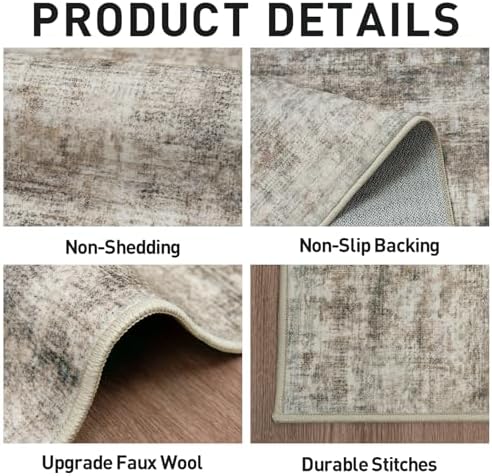 5x7 Area Rugs for Living Room: Washable Abstract Brown Black Bedroom Carpet - Image 6