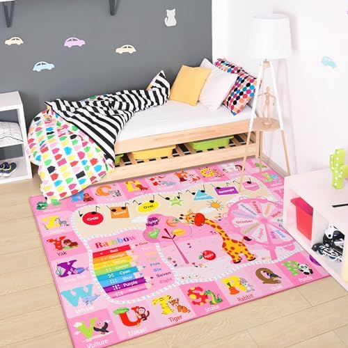 Chicrug 4x6 ABC Kids Rug for Classroom, Washable Non Slip Playroom Play Mat - Image 4